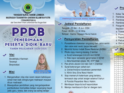 Penerimaan Peserta Didik Baru T.P 2024/2025 MTs. Dakwah Islamiyah Putri Kediri